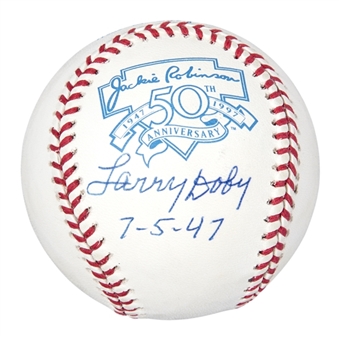 Larry Doby Signed & "7-5-47" Inscribed OAL Budig Baseball (JSA)